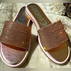 Juicy‎ Couture Rose Gold Rhinestone Slides Sz 9